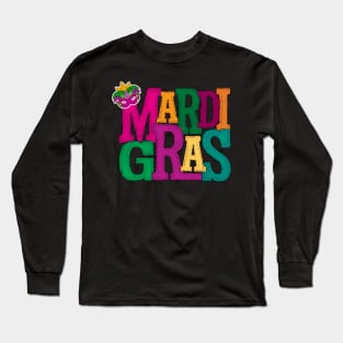 Mardi Gras Mask Masquerade Green Yellow Orange Long Sleeve T-Shirt